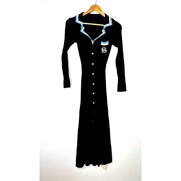 Commense Contrast Trim Collared Long Sleeve Knit‎ Dress Womans Medium - Picture 1 of 12